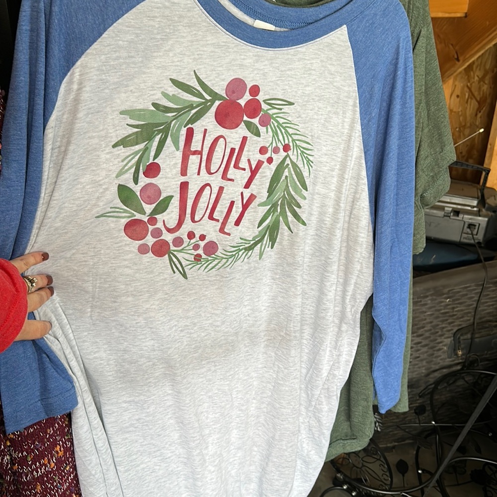 Holly Jolly 3/4 sleeve tshirt for Christmas.